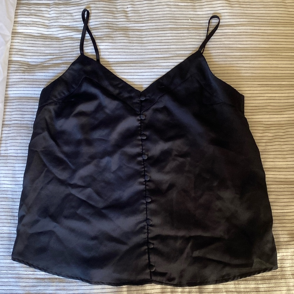 Black satin feel top